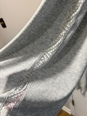 PJ Salvage Light Gray Ribbed pants with Lace Trim. NWT xl